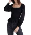Bella Dahl Long Sleeve Smocked Top In Black In Black