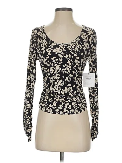 Bella Dahl Scoop Neck Shirred Long Sleeve Top In Black