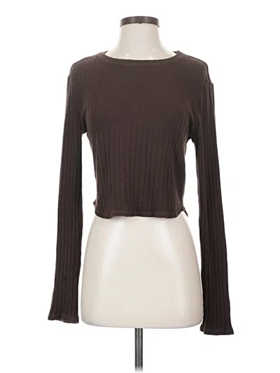 Pre-owned Bella Dahl Long Sleeve Top Brown Boatneck Tops
