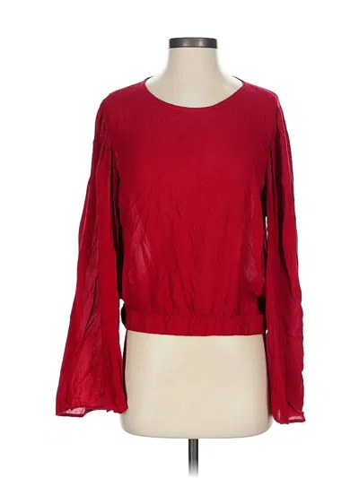 Pre-owned Bella Dahl Long Sleeve Top Red Boatneck Tops