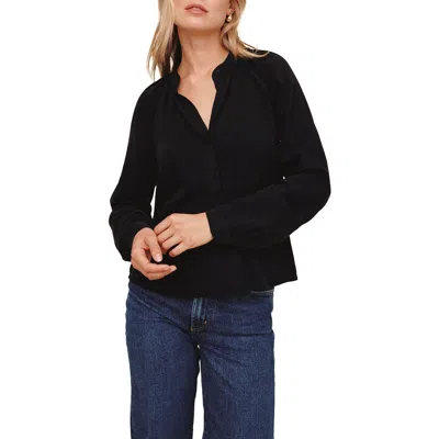 Bella Dahl Long Sleeve Wide Placket Tencel Lyocell Shirt In Black
