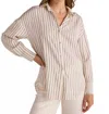 Bella Dahl Oversized Button Down Shirt In Ivory Lurex Stripe In Neutral