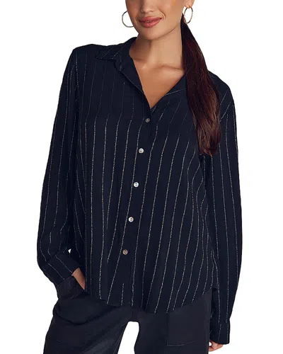Bella Dahl Lurex Stripe Clean Shirt In Blue
