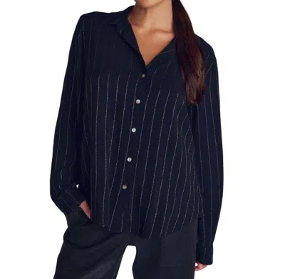 Bella Dahl Lurex Stripe Clean Shirt In Blue