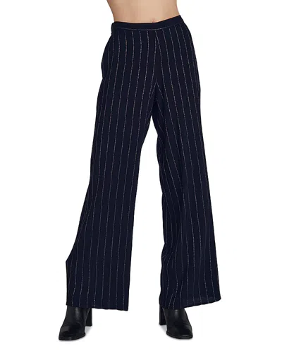 Bella Dahl Lurex Stripe Wide Leg Pants In Black