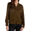 Bella Dahl Mandarin Collar Button Down Shirt In Autumn Olive In Multi