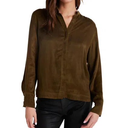 Bella Dahl Mandarin Collar Button Down Shirt In Autumn Olive In Multi