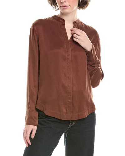 Bella Dahl Mandarin Collar Shirt In Brown