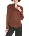 Bella Dahl Mandarin Collar Button-up Shirt In Brown