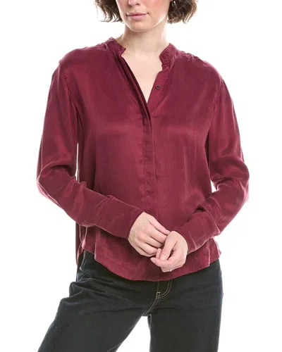 Bella Dahl Mandarin Collar Shirt In Burgundy