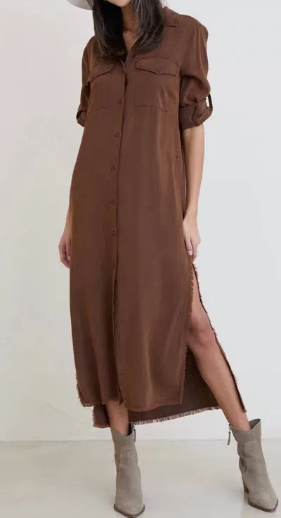 Bella Dahl Maxi Shirt Dress In Brown