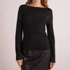 Bella Dahl Metallic Long Sleeve Sweater In Metallic Black In Multi