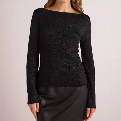 Bella Dahl Metallic Boatneck Sweater In Black Metallic In Multi
