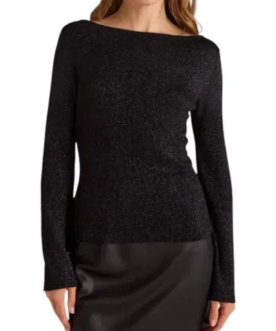 Bella Dahl Metallic Long Sleeve Sweater In Metallic Black In Multi