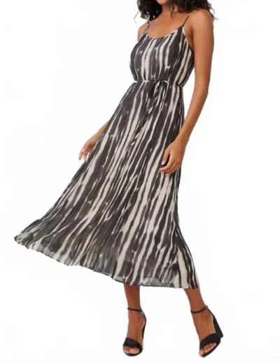 BELLA DAHL MIDI PLEATED CAMI DRESS IN BRUSHED STRIPE PRINT