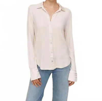 Bella Dahl Mixed Button Down Shirt In Winter White In Pink