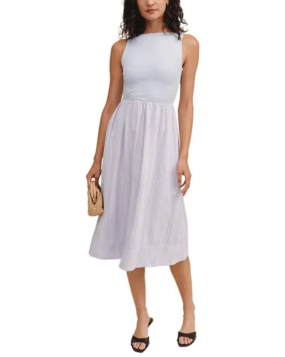 Bella Dahl Mixed Crewneck Midi Dress In Purple