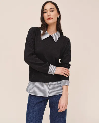 Bella Dahl Mixed Layered Sweater In Black