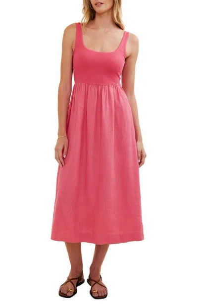 Bella Dahl Mixed Media Midi Dress In Pink