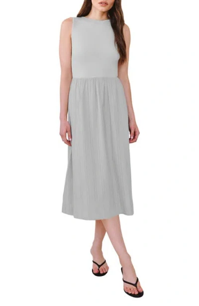 Bella Dahl Mixed Media Sleeveless Midi Dress In Gray