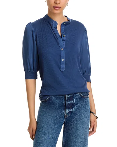 Bella Dahl Mixed Media Top In Blue
