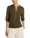 Bella Dahl Mixed Media Top In Green