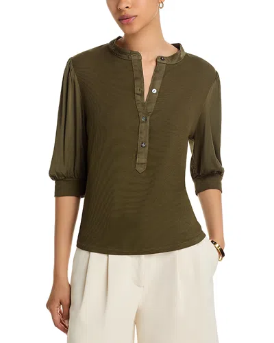 Bella Dahl Mixed Media Top In Green