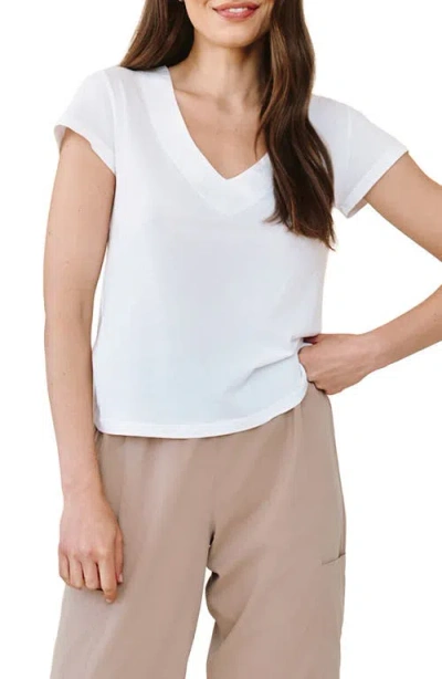 Bella Dahl Mixed Media V-neck T-shirt In White
