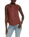 Bella Dahl Mixed Sleeveless Button Down In Brown