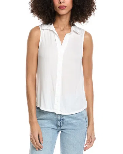 Bella Dahl Mixed Sleeveless Button Down In White