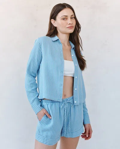 Bella Dahl Mixed Stripe Button Down Shirt In Blue