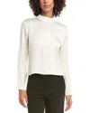 Bella Dahl Mock Neck Button Back Top In White