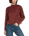 Bella Dahl Mock Neck Button Back Top In Red