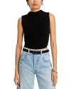 Bella Dahl Mock Neck Cropped Sweater Top In Black