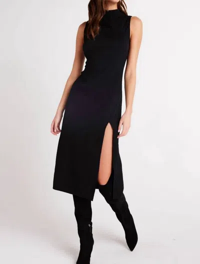 Bella Dahl Mock Neck Midi Dress With Slit In Black In Multi