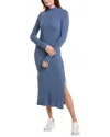 Bella Dahl Mock Neck Midi Knit Dress In Blue Steel