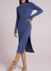 Bella Dahl Mock Neck Midi Knit Dress In Blue Steel In Multi