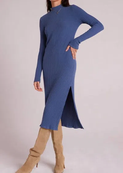 Bella Dahl Mock Neck Midi Knit Dress In Blue Steel In Multi