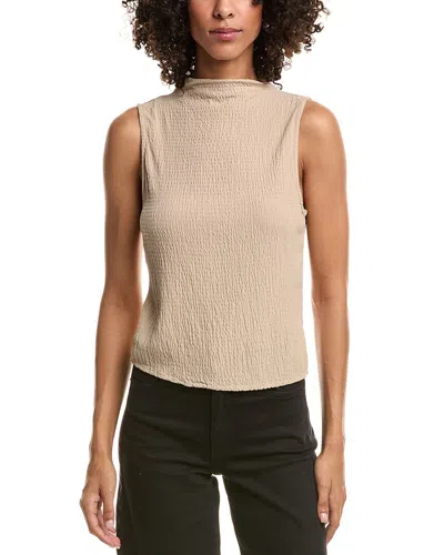 Bella Dahl Mock Neck Smocked Top In Neutral