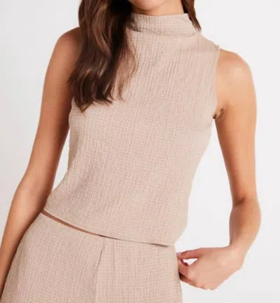 Bella Dahl Mock Neck Top In Light Oak In Neutral
