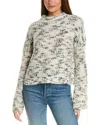 Bella Dahl Space Dye Mock Neck Sweater In Winter White And Black In Black
