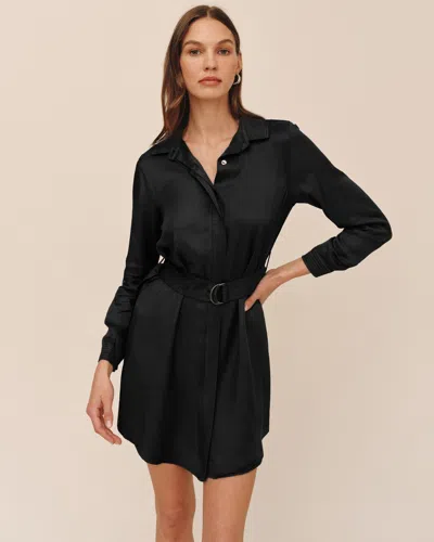 Bella Dahl Multi Stitch Belted Mini Dress In Black