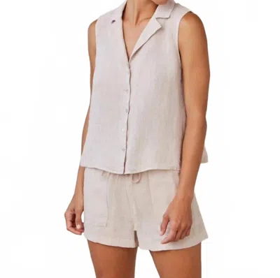Bella Dahl Notch Collar Button Down In Linen Sand In Neutral