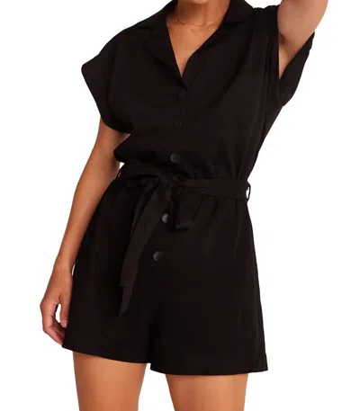 BELLA DAHL NOTCHED COLLAR ROMPER IN BLACK
