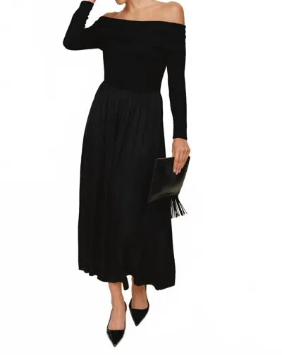 Bella Dahl Bracelet Length Off Shoulder Midi Dress In Black