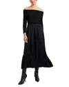 Bella Dahl Off-the-shoulder Combo Midi Dress In Black