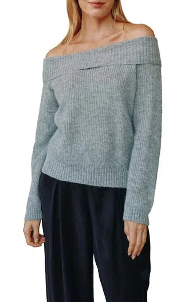 Bella Dahl Off The Shoulder Sweater In Gray