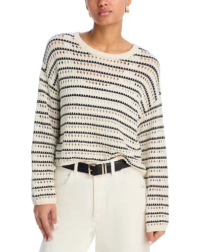 Bella Dahl Open Knit Sweater In Ivory/black Stripe