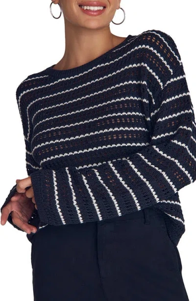 Bella Dahl Open Stitch Cotton & Silk Crop Sweater In Blue