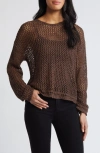 Bella Dahl Open Stitch Drop Shoulder Sweater In Cocoa Cobana